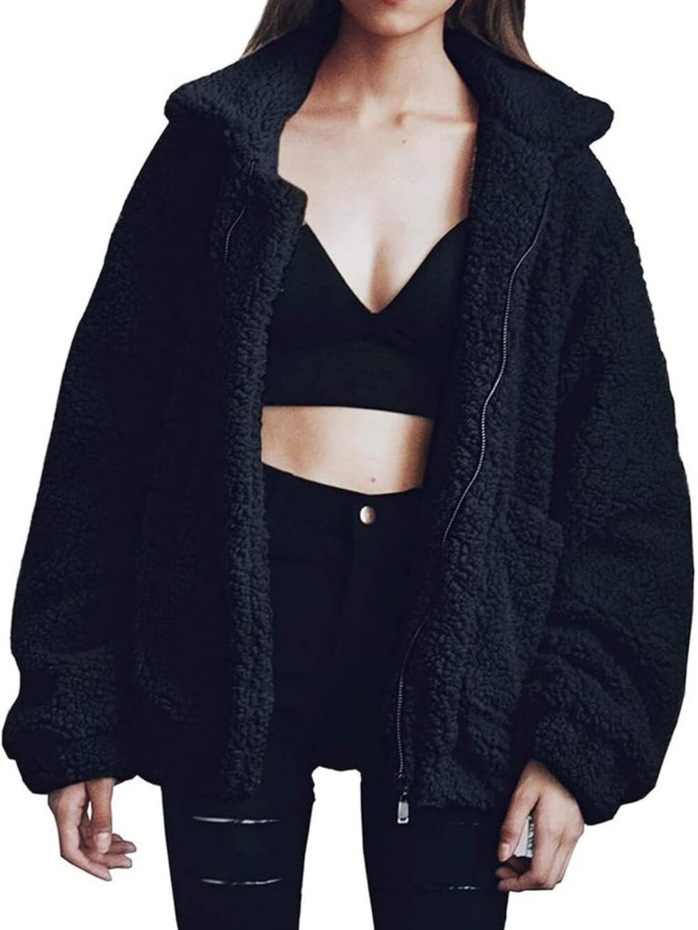 Cozy Oversized Sherpa Fleece Jacket for Women | Warm Winter Outerwear